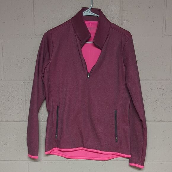 Nike Golf Women's Pink and Burgundy Half-Zip Pullover Size Medium - Picture 1 of 5